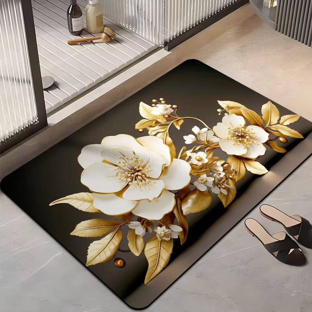 Ins Light Luxury Home Коврик для ванной комнаты Впитывающий нескользящий Простой в уходе Мягкий коврик для двери ванной комнаты Быстросохнущий коврик