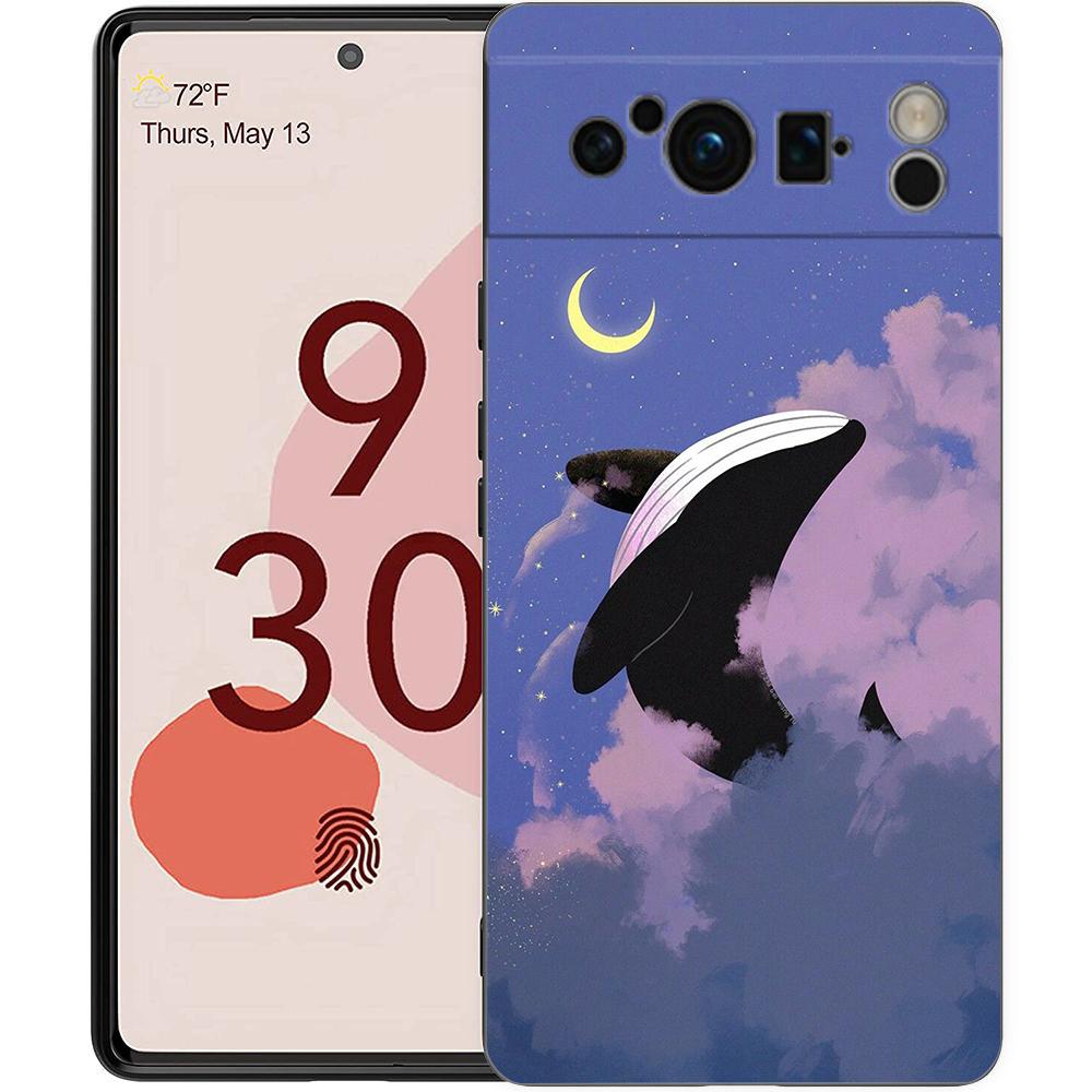 Парный чехол для телефона с дельфином и китом Для Google Pixel 9 8 9A 8A 7 7A 6 Pro XL 6A 5G Черный Мягкая задняя крышка Роскошный TPU Чехол
