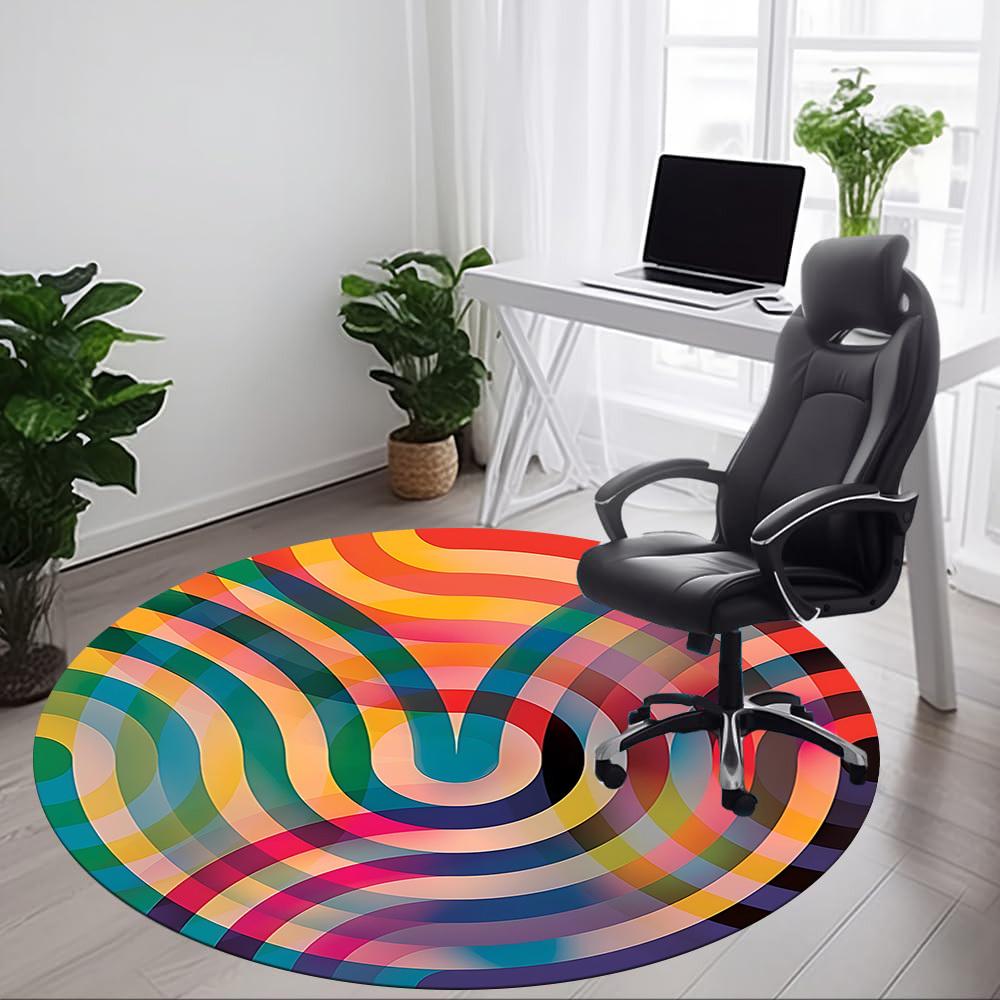 1pc Colorful Swirl Pattern Chair Carpet for Office Non-Slip, Machine Washable Rug for Office, Room - Holiday Decor, Machine Made yy251016053