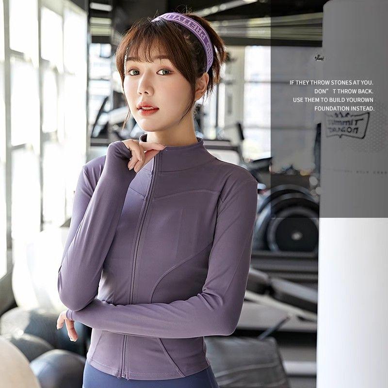 Однотонные спортивные футболки Быстросохнущие топы Футболки на молнии для женщин Футболки для спортзала Одежда для йоги Спортивная одежда Повседневные футболки для девочек Топы для велоспорта с длинным рукавом Футболки для бега