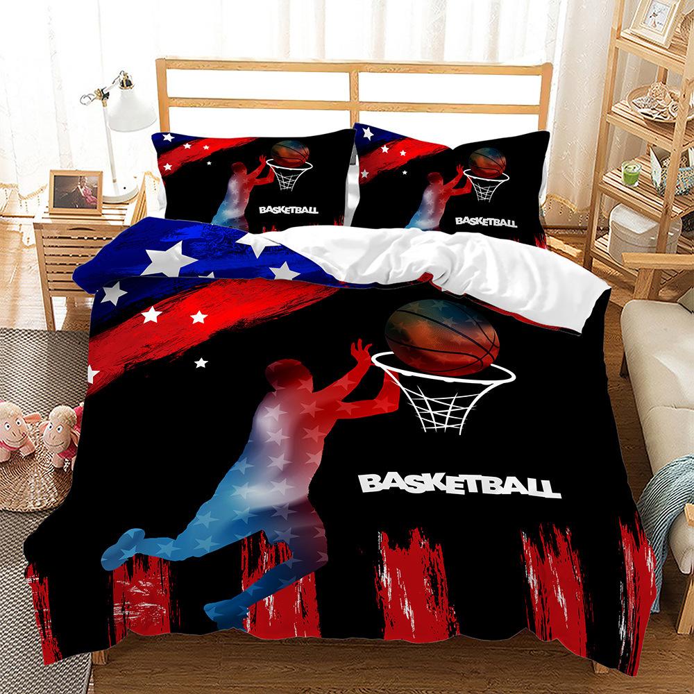 Bed Three-Piece Sports Basketball Football Camping Trip 3D Digital Printing Kit
