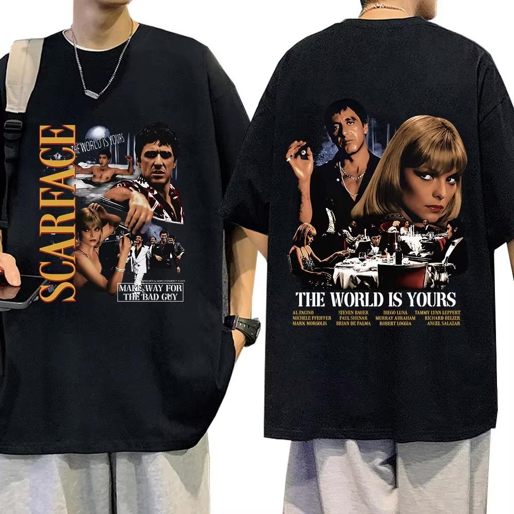 Unisex Loose Hip Hop Gothic Vintage Movie Scarface T Shirt Printed With Al Pacino Tony Montan Unisex And Unisex TShirt