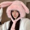 Warm Plush Ear Protection Hat Cute Bucket Hat New Big Rabbit Ears Hat  Women