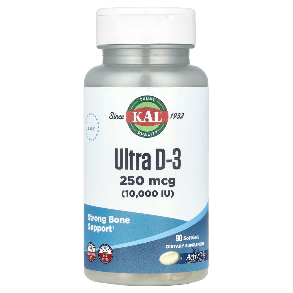 KAL Ultra D-3 250mcg (10000IU) Softgels, 90 Count