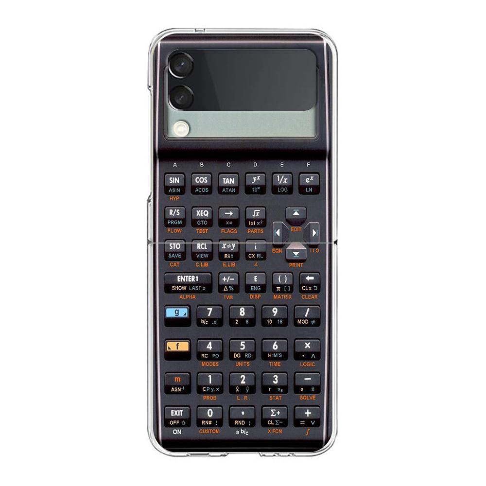 Phone Cover For Samsung Galaxy Z Flip 6 5 4 Case Transparent For Samsung Z Flip 3 Hard PC Foldable Shell Retro Calculator Capas