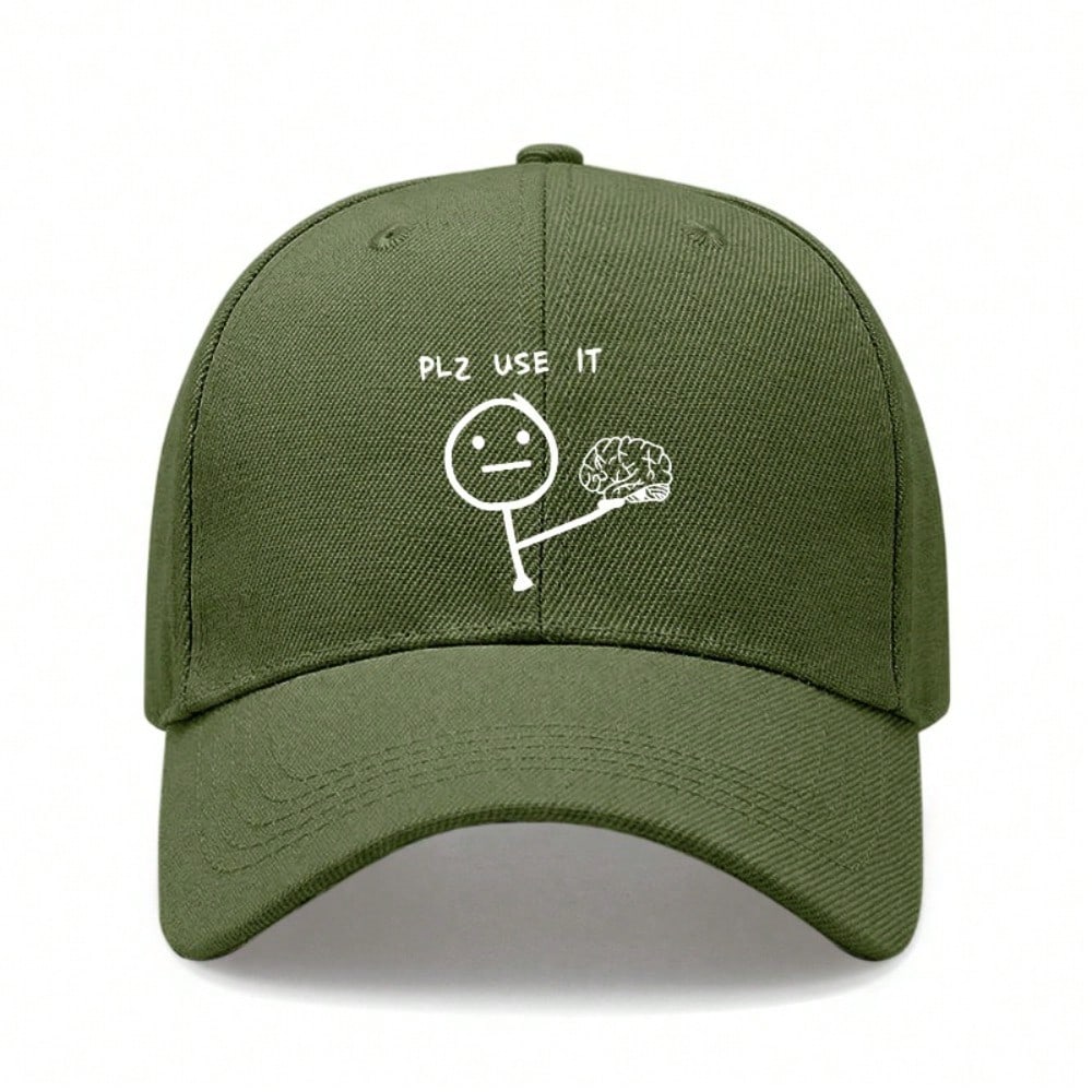 [Humorous Baseball Cap] Funny Letter "PLZ USE IT" Print Polyester Adjustable Breathable Casual Outdoor Sports Baseball Hat For Men Women