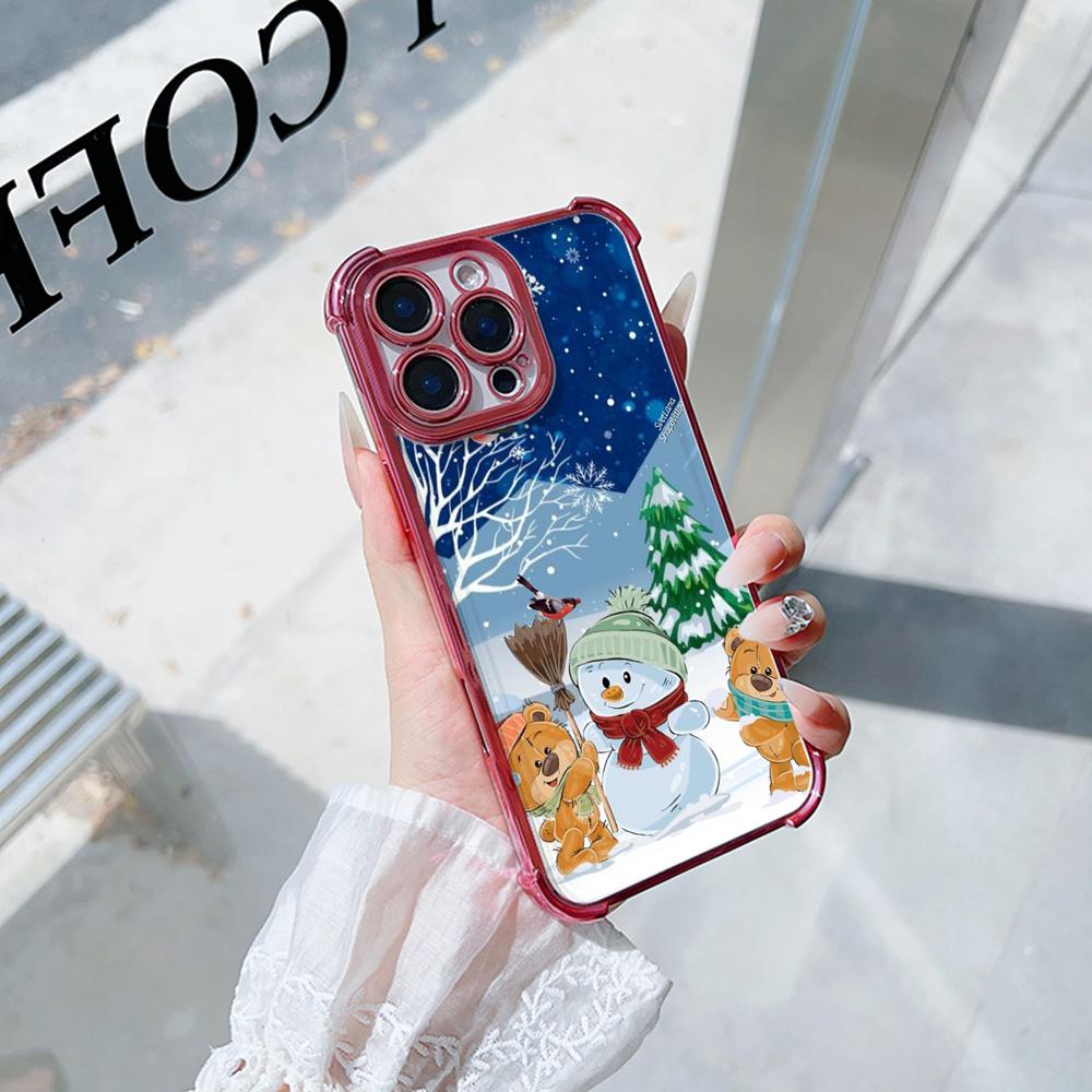 Чехлы для телефонов Ae108 Happy New Year Merry Christmas из гальванизированного ТПУ для Xiaomi 11 Lite Redmi Note 13 Pro 12C 9S 14C Huawei с защитой на четыре угла