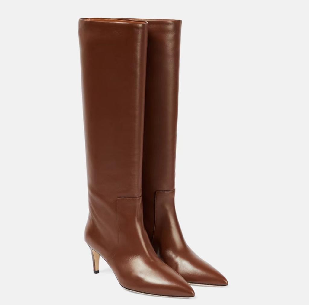 Krazing Pot Cow Leather Autumn Winter Shoes Stiletto Thin High Heels Big Size 46 European Style Keep Warm Thigh High Boots