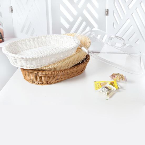Хлебная корзина из искусственного ротанга с акриловой крышкой для хранения продуктов, многофункциональная тканая