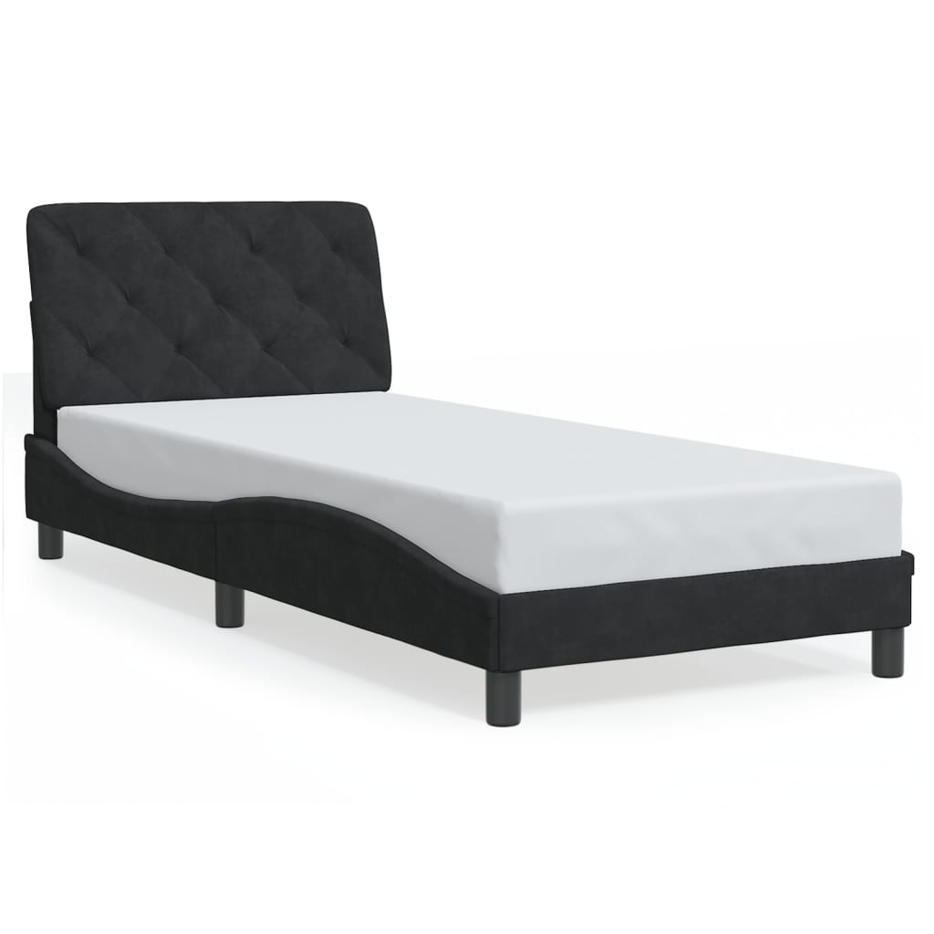 Vidaxl Rama Łóżka Z Oświetleniem Led, Czarna, 90X190 Cm, Aksamitna