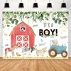 2D Фон Красный Амбар Ферма Это Мальчик Фон для Фотосессии на Baby Shower