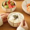 Fresh Green Wood Style Ceramic Rice & Noodle Bowl Set (6-piece)
