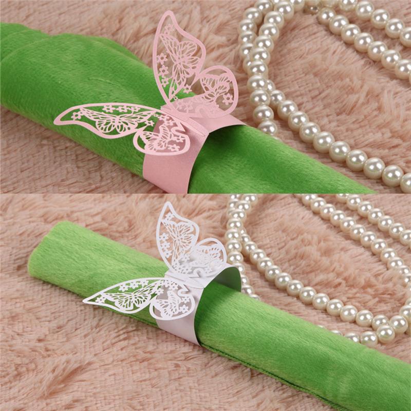 50 шт., кольцо для салфеток с бабочкой, держатель для бумаги, настольная вечеринка, свадебные сувениры, банкет