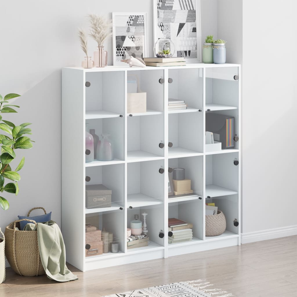 Vidaxl Biblioteczka Z Drzwiczkami, Biała, 136X37X142 Cm