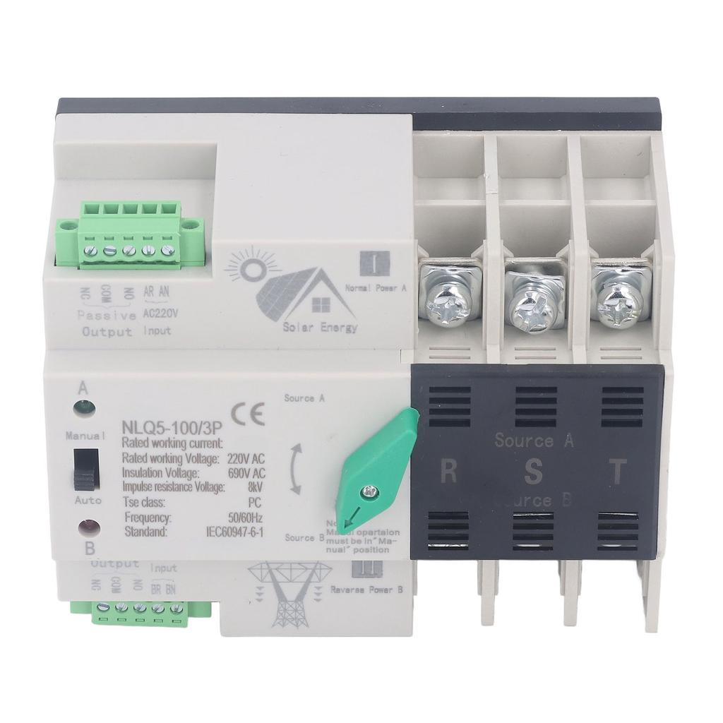 AC220V  Power Automatic Transfer Switch 3P Millisecond Switching PV To Mains  Automatic Tran