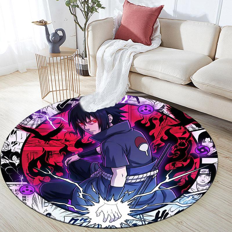 Sasuke Uchiha,Round Area Rug,Carpet Rug for Living Room Bedroom Sofa Playroom Decor,Non-slip Floor Mat