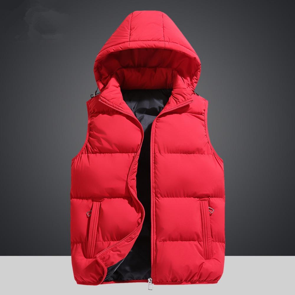 Мужская осенняя утепленная хлопковая безрукавка, жилет, куртка, пальто, мужская зимняя теплая съемная шапка, верхняя одежда, жилет, жилет с капюшоном, куртка мужская