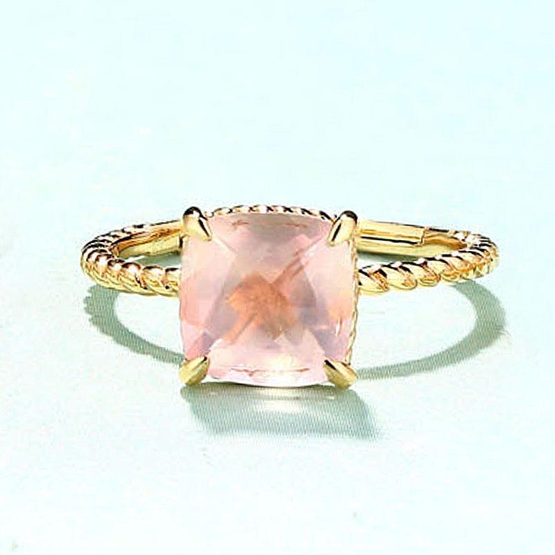 Tancise Classic 925 Sterling Silver 88*8 Pink Quartz Ring Ladies Jewelry Wedding Promise Party Gift