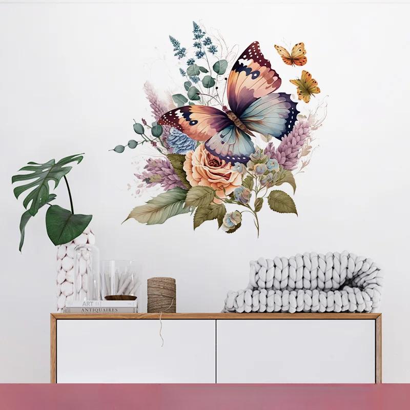 1 шт. красочная бабочка теплая спальня окно наклейка фон настенное украшение ванная комната плитка туалет украшение наклейка плакаты