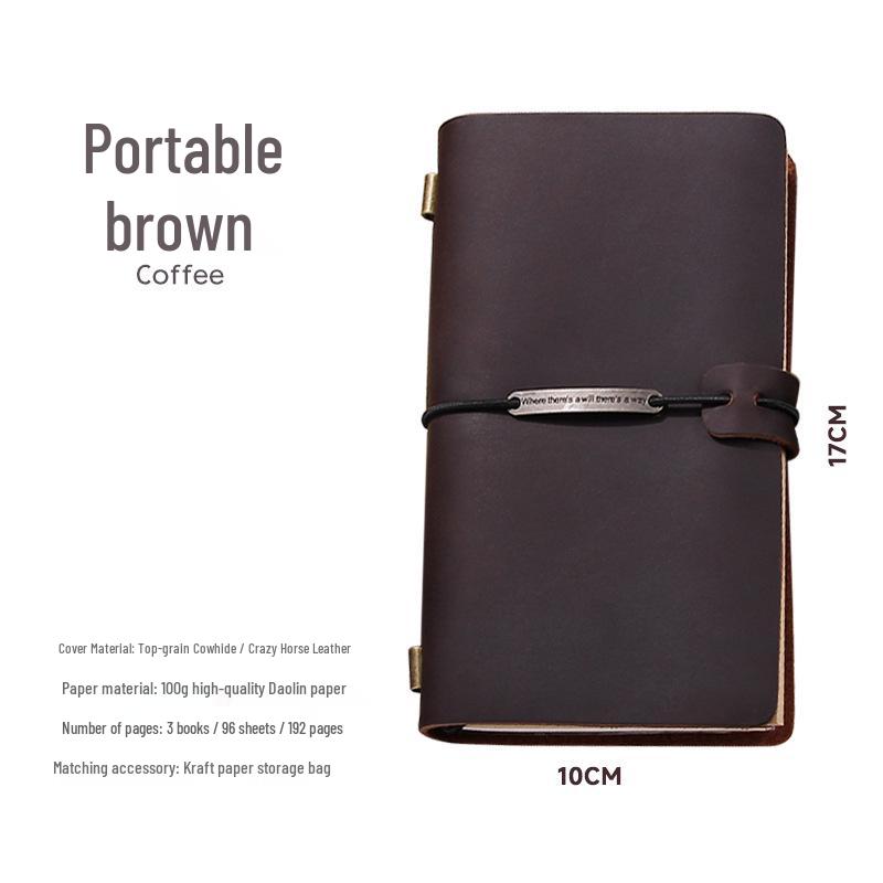 Genuine Leather Retro Traveler Notebook - Crazy Horse Finish, High-end Business Planner with Engraved Logo