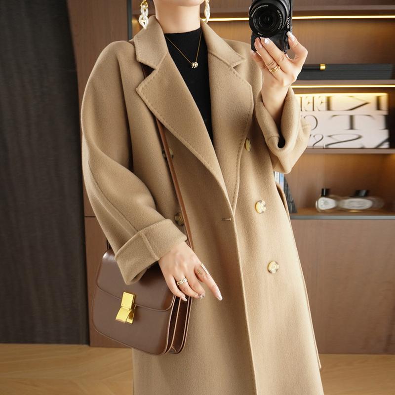 Женское пальто из 100% шерсти TIDENOVEL Осеннее шерстяное длинное пальто Ручной работы Пальто-бушлат Зимняя теплая шерстяная длинная куртка Пальто