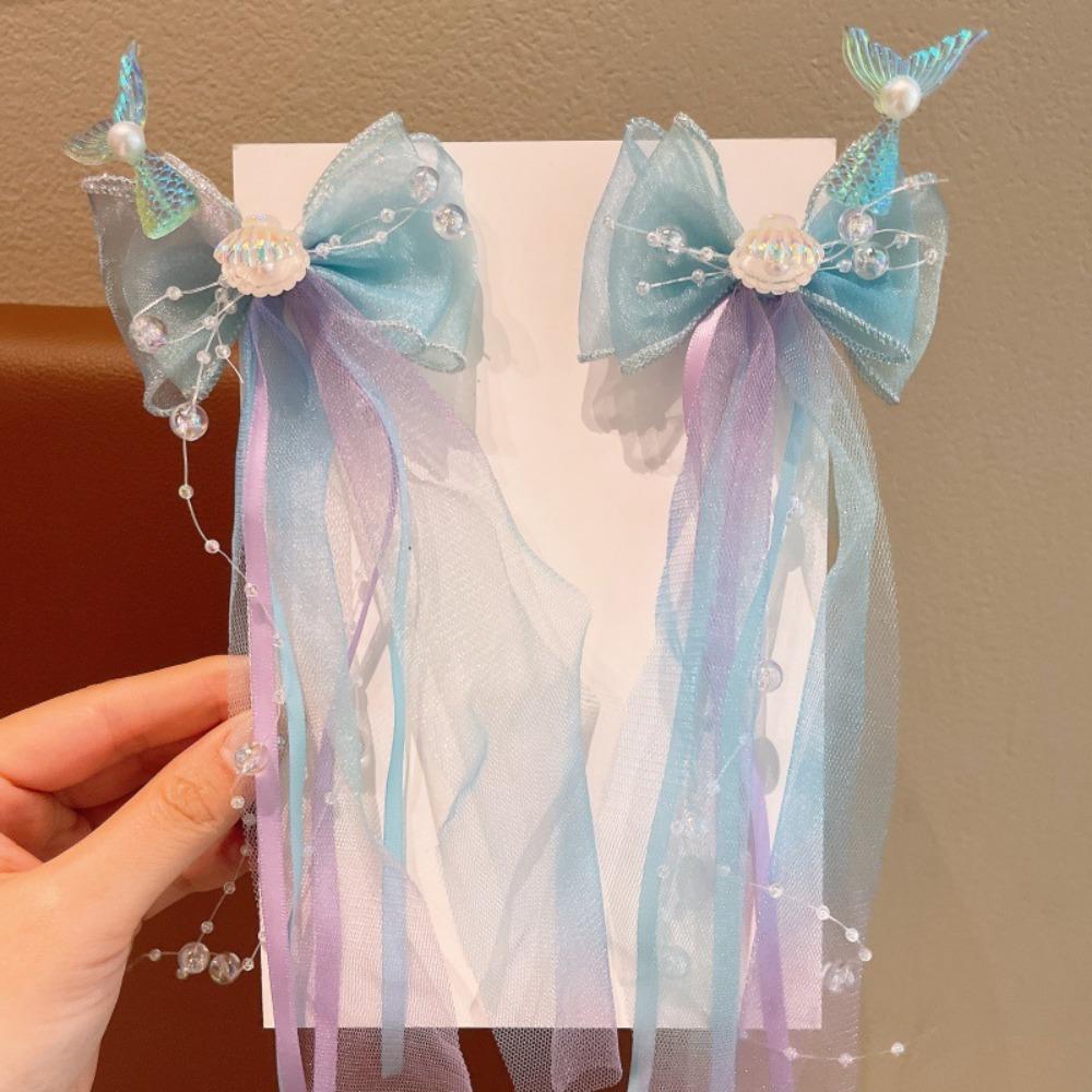 Children's Ribbons Hairpin Mermaid Barretes New Bow Hair Clips Hair Accessories