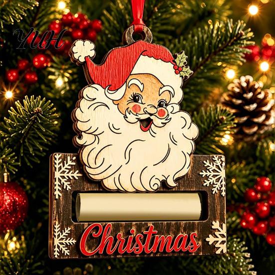 Snowman Cash Holder Christmas Wooden Money Ornament, Santa Reindeer Elf Hanging Holder, Xmas Tree Gift Decoration Decorative Present