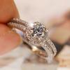 New Temperament Round Cubic Zirconia Wedding Rings for Women Exquisite Female Finger Accessories Party Jewelry