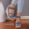 Shoes for Woman's 2024 New High Quality Buckle Strap Sandals Fashion Round Head Daily Women Solid Wedges Roman Designer Sandals