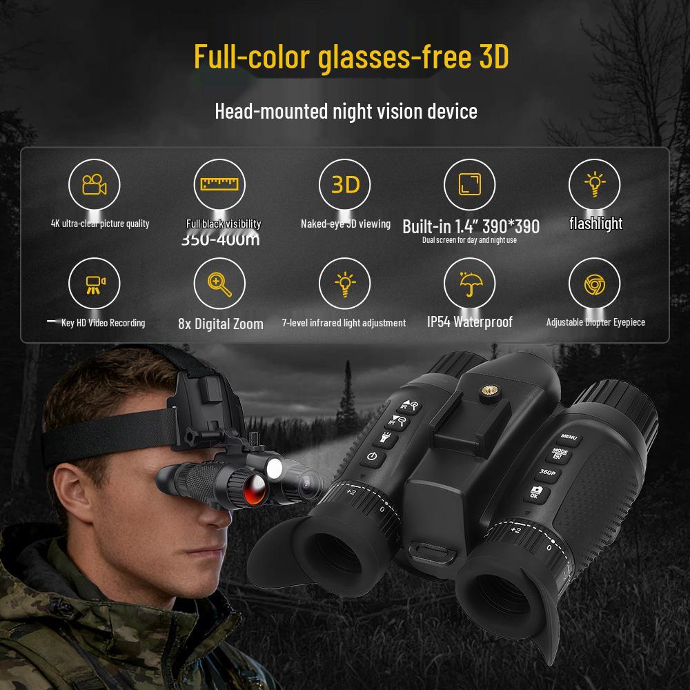 Налобный Цифровой Телескоп-Камера Ночного Видения 3D Бинокль HD