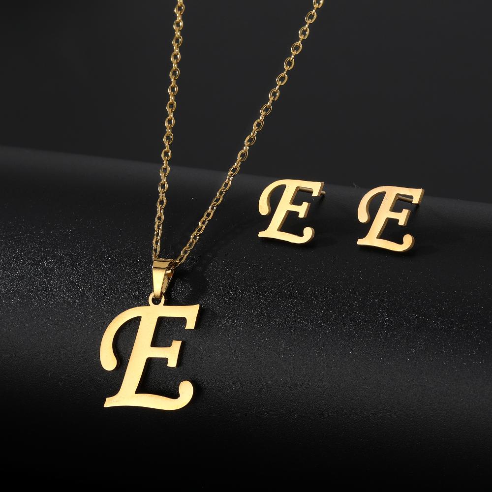 2023 Новые студенческие серьги, милые роскошные серьги-ожерелья, набор серег с буквами AZ, ожерелье, серьги, набор украшений, комплект из трех частей, серьги