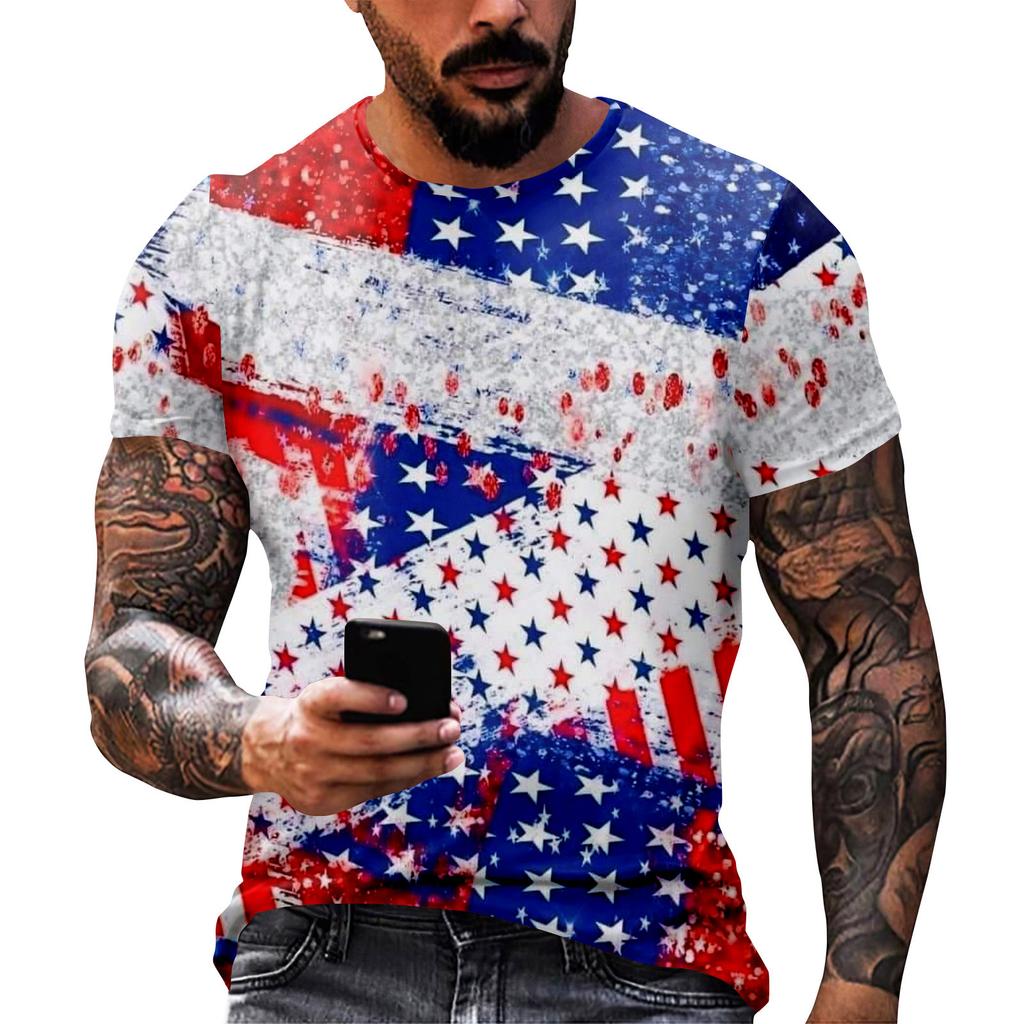 Принт «День независимости» — мужская повседневная футболка с круглым вырезом и короткими рукавами