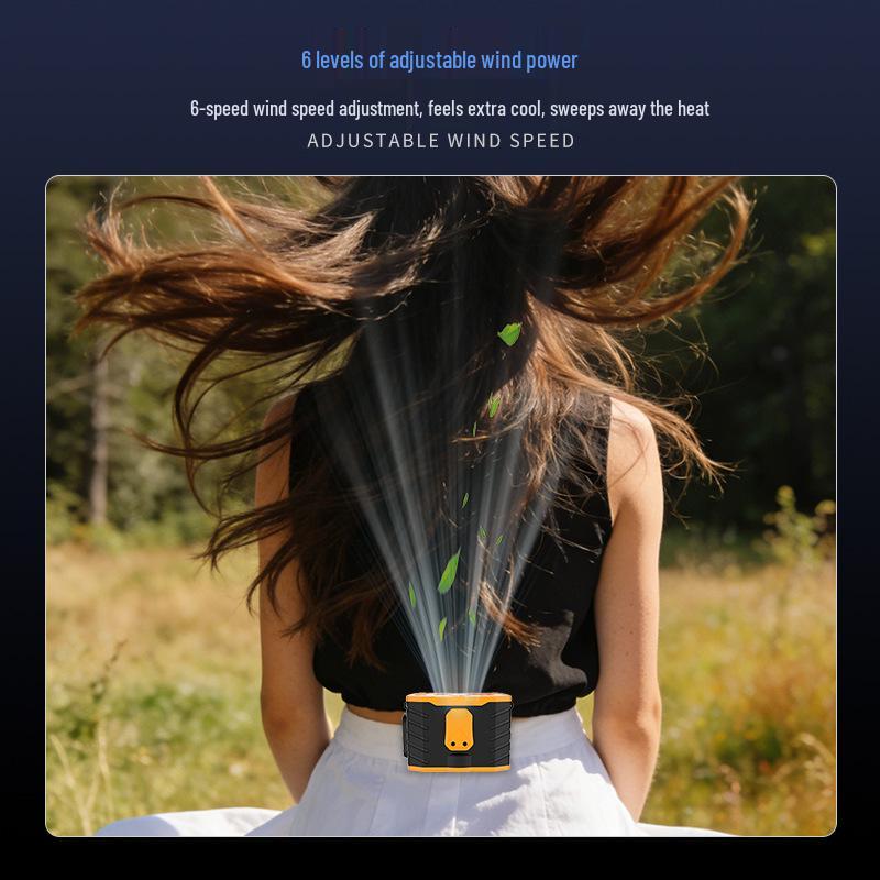 Portable Waist-Hanging USB Fan with Large Battery and Semiconductor Cooling - Ideal for Outdoor and Construction Use