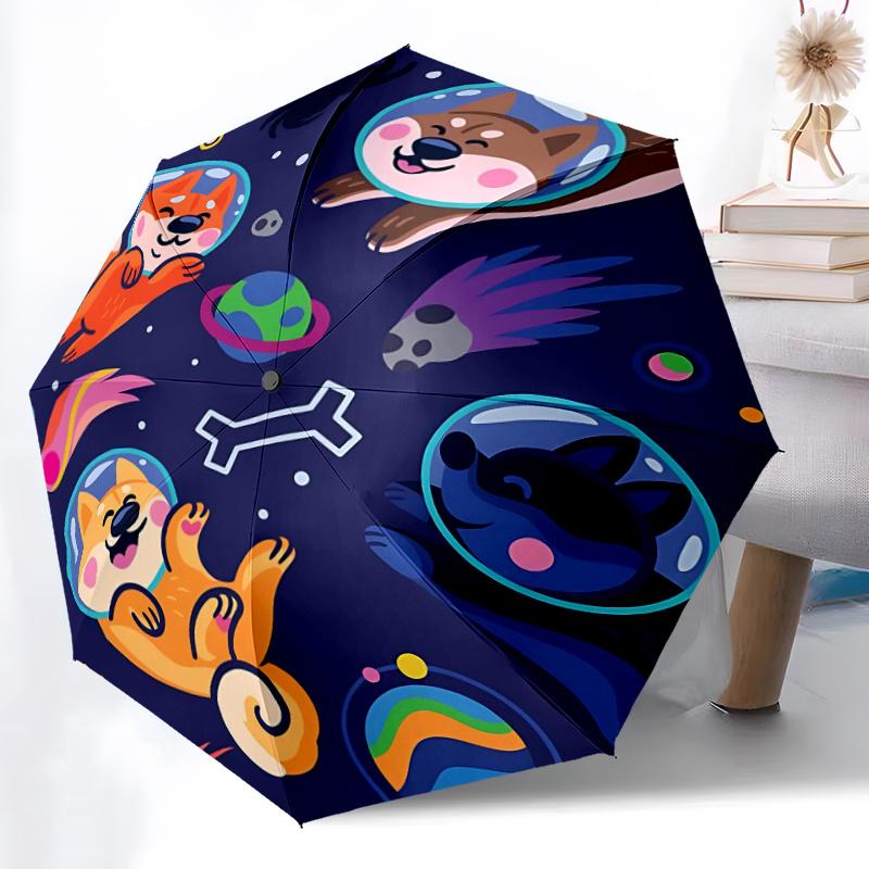 1pc Space Puppies Automatic Open/close Umbrella, 8-Rib sturdy structure, Portable Travel Umbrella, Parties, Everyday Use, 06