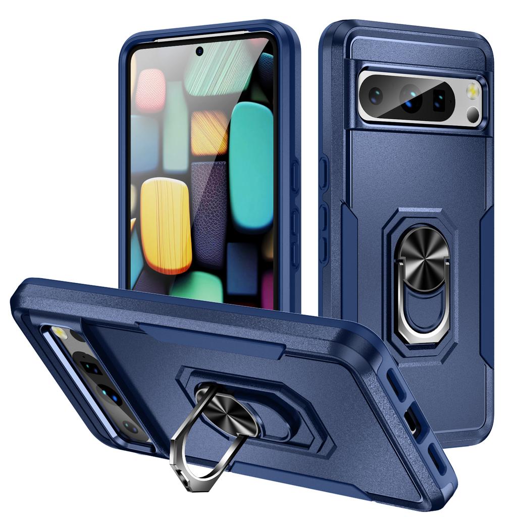 Чехол для Google Pixel 9 8Pro Pixel7 7Pro 7A Pixel6 6Pro 6A Противоударная броня 360 ° Автомобильный магнитный кольцевой держатель с мягкими краями Чехол для телефона