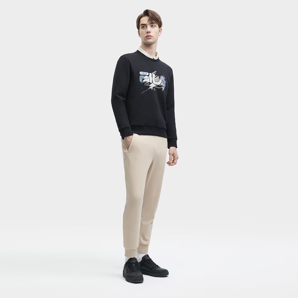 Fila X The Met 2023 Зимний Новый Вязаный Пуловер Повседневный Базовый С Круглым Вырезом Американский Свитшот Мужской свитшот Черный F11M348217FBK