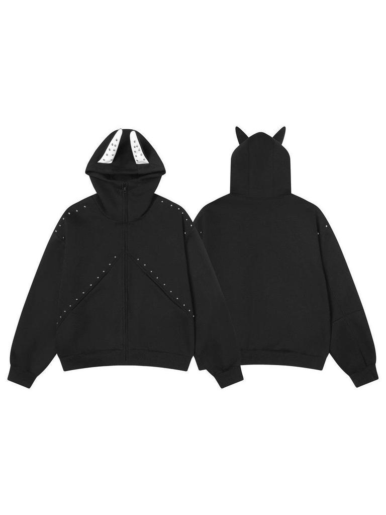 Men's Doberman Dog Hooded Autumn Sports Cardigan Jacket