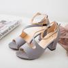 Summer Women Sandals With Velvet Material And Block Heel For Casual Wear