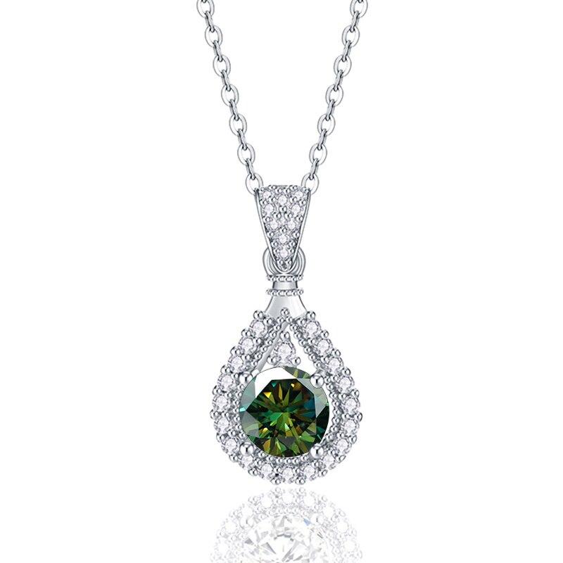 Bague Ringen Ожерелье из стерлингового серебра 925 пробы с настоящим муассанитом для женщин Vvs, кулон с бриллиантом круглой огранки для женщин, ювелирные изделия, подарки