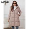 Женская хлопковая куртка с капюшоном больших размеров, хлопковое пальто средней длины, теплая куртка