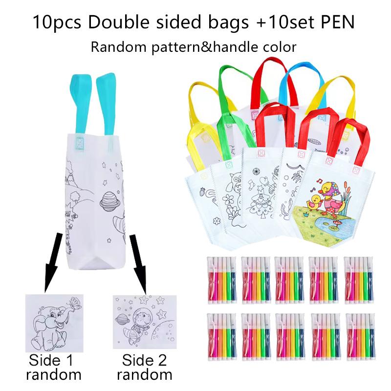 Graffiti Bag Children Drawing Toys Colored Marking Painting Non Woven Gift Bag Crafts Colorful Filling Painting DIY for Kid TMZ