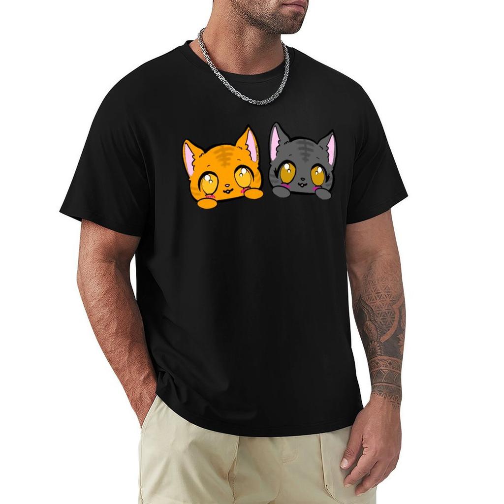 Футболка Kawaii Kitties с принтом животных для мальчиков, футболка с коротким рукавом, аниме футболки, хлопковые графические футболки, черные футболки для мужчин