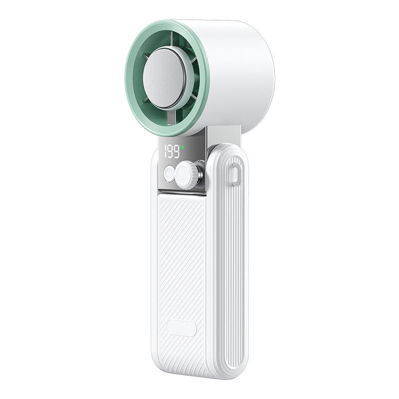 Portable Handheld Cooling Fan with Digital Display, Long Battery Life, USB Rechargeable, Foldable Design for Outdoor Use
