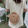 Повседневные соломенные сумки на ремне, маленькие круглые сумки через плечо, пляжные дорожные сумки, сумка-тоут