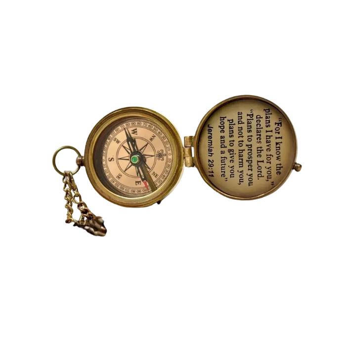 Карманный латунный компас религиозный подарок для мужчин женщин мальчиков крещение первое гравировка