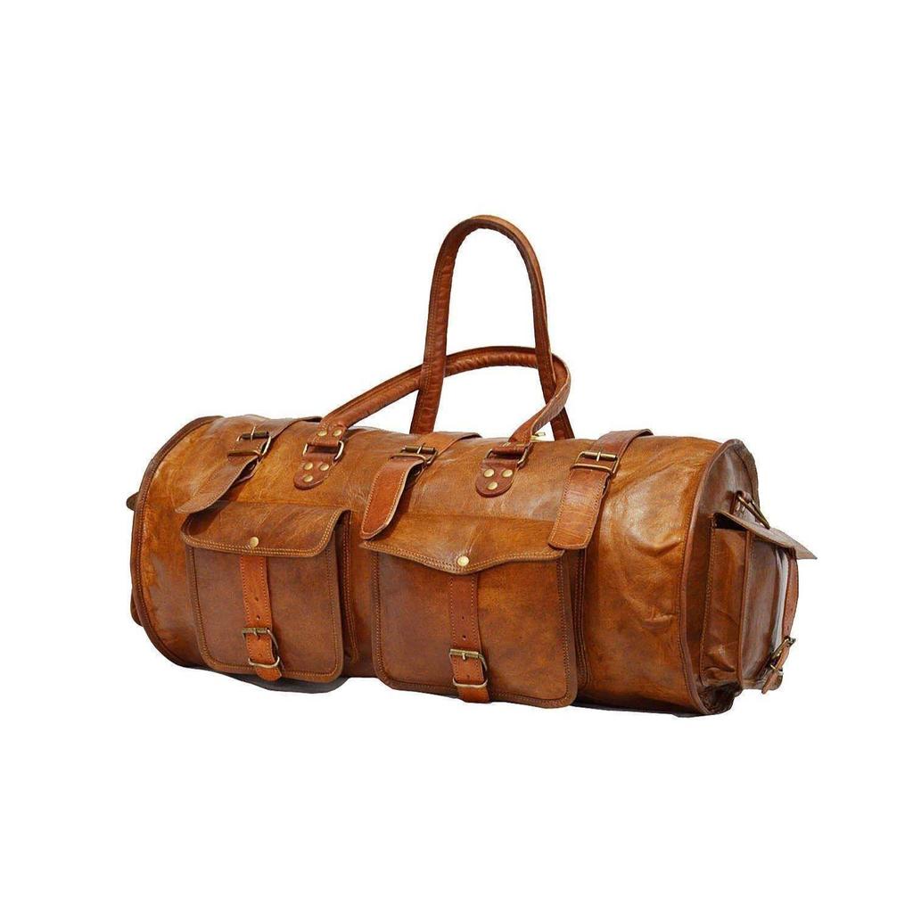 Custom Leather Handmade Travel Luggage Duffel Weekend Gym Overnight Bag Vintage