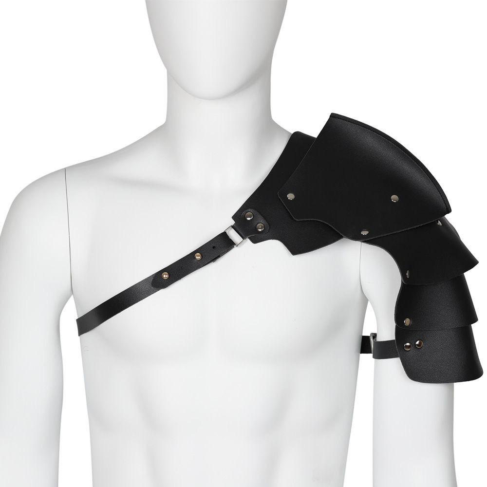 Cloak Leather Harness Black PU Leather Pu Shoulder Armor Medieval Viking Guards Medieval Cosplay