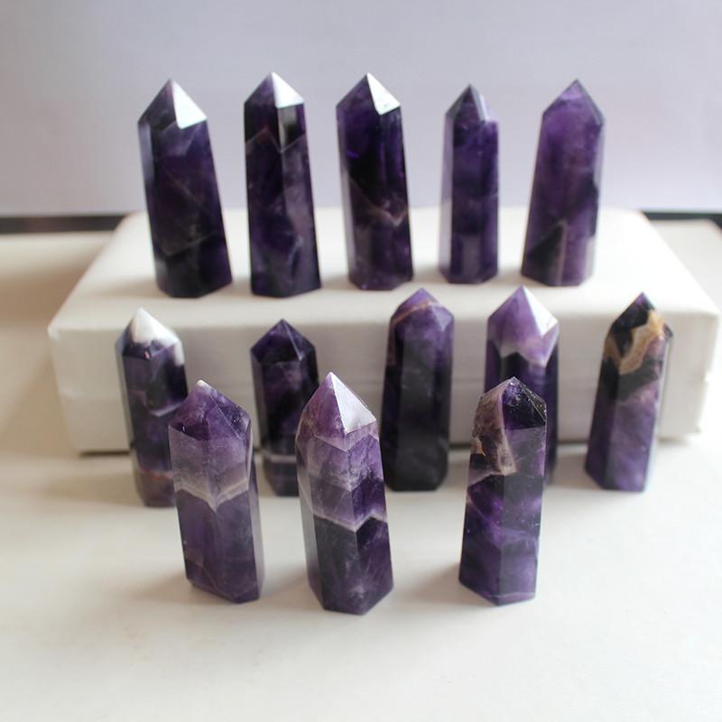 Exquisite Natural Purple Dream Amethyst Quartz Crystal Stone Point Hexagonal Wand