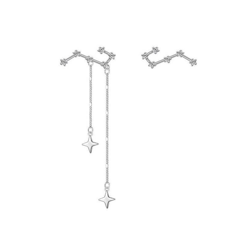 Асимметричные серьги-капли с большой Медведицей для женщин, индивидуальные серьги с кубическим цирконием и кисточкой, в форме звезды, женские модные ювелирные изделия