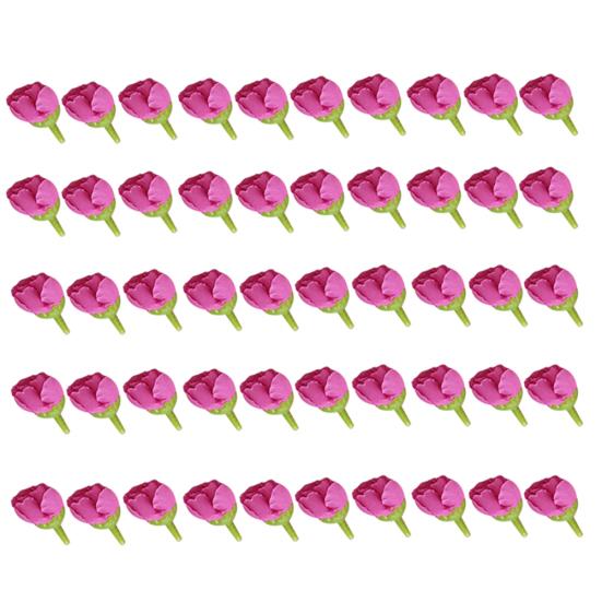 50Pcs 2cm Fake Roses Bud Artificial Flower Wedding Bride Bouquet DIY Party Decor